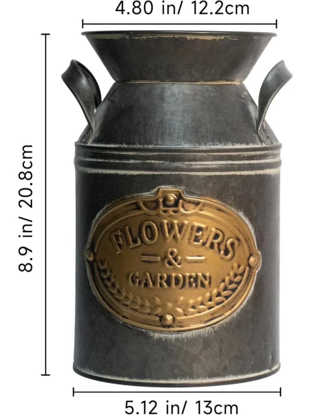 Vintage Galvanized Metal Milk Can - Farmhouse Flower Vase, Rustic Home Decor